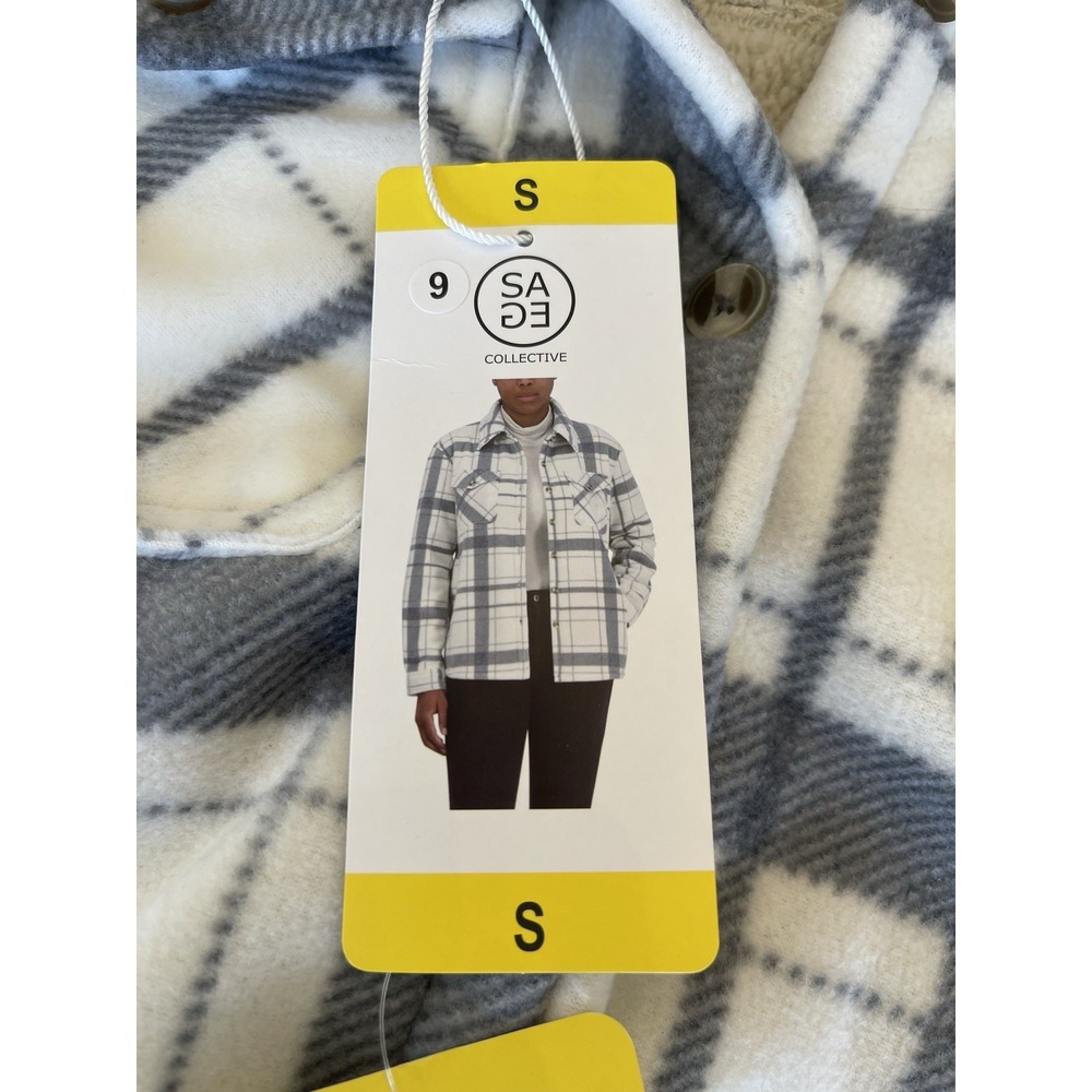 Sage Women's Plaid Super Plush Sherpa Lined Fleece Shirt Jacket, White, Size S